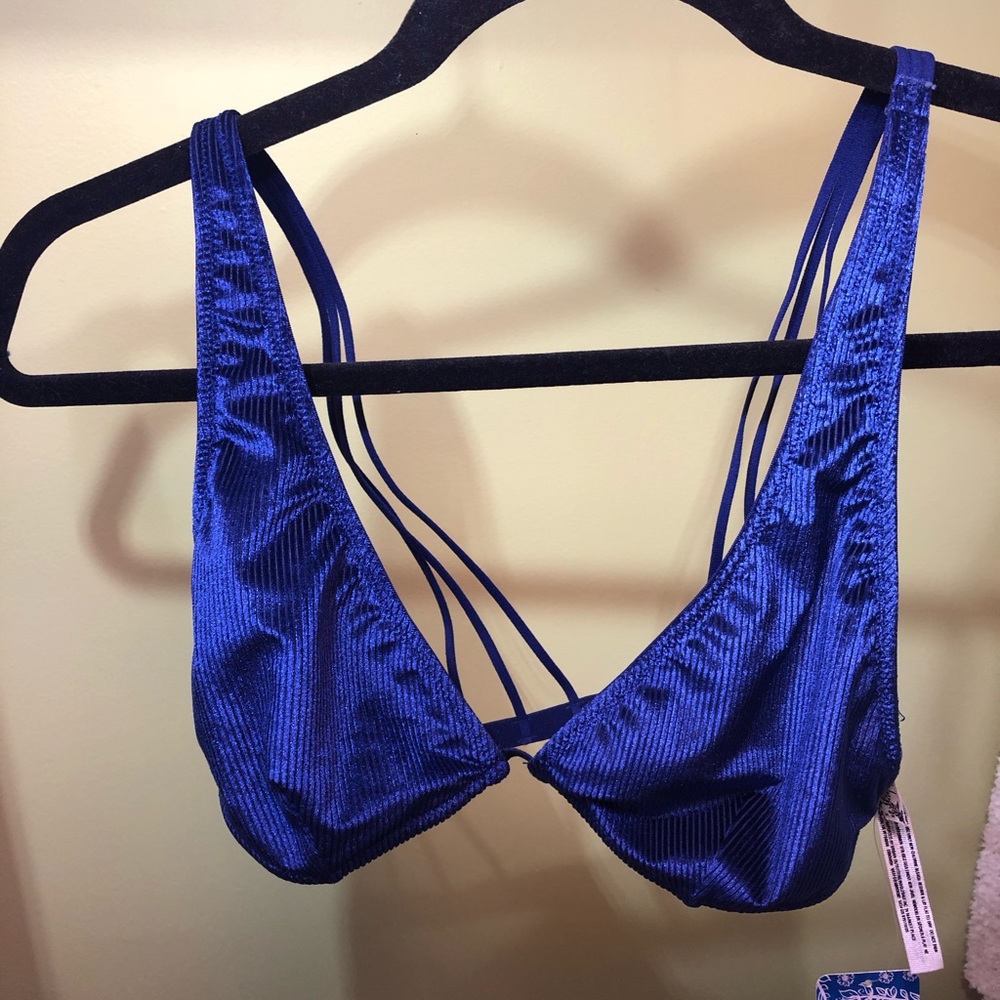 Free People velvet royal blue bra